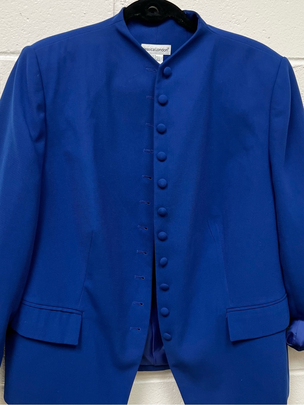Jessica London Royal Blue Collarless Button-Front Blazer